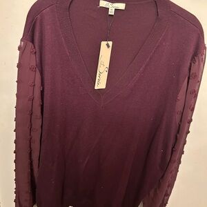 Purple V-Neck Sweater for Women